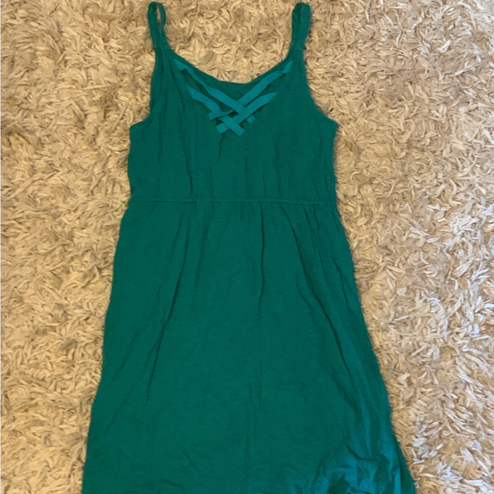 Simple turquoise dress with criss-cross back - Size medium